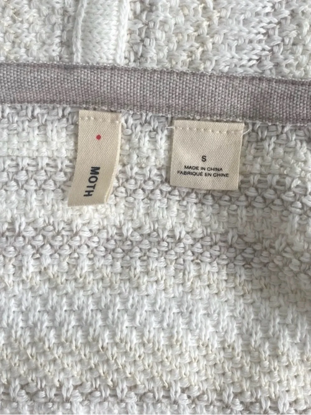 Anthropologie Moth Open Front Cardigan Sweater Beige Tan Textured Knit Size S